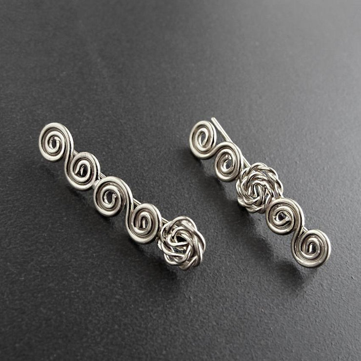 Ανόμοια σκουλαρίκια pins σπείρες από ασήμι 925 - κοσμήματα emmanuela