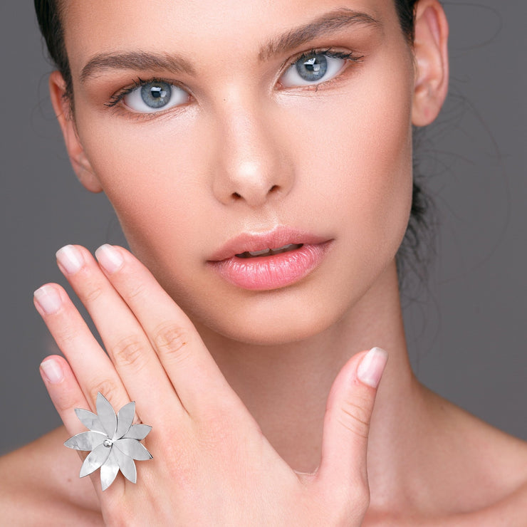Δαχτυλίδι λουλούδι από ασήμι | Fashion χειροποίητα κοσμήματα emmanuela 