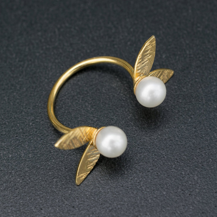 Δαχτυλίδι με δυο λευκά μαργαριτάρια από ασήμι 925 - κοσμήματα emmanuela