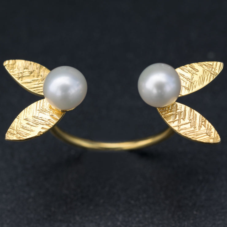 Δαχτυλίδι με δυο λευκά μαργαριτάρια από ασήμι 925 - κοσμήματα emmanuela