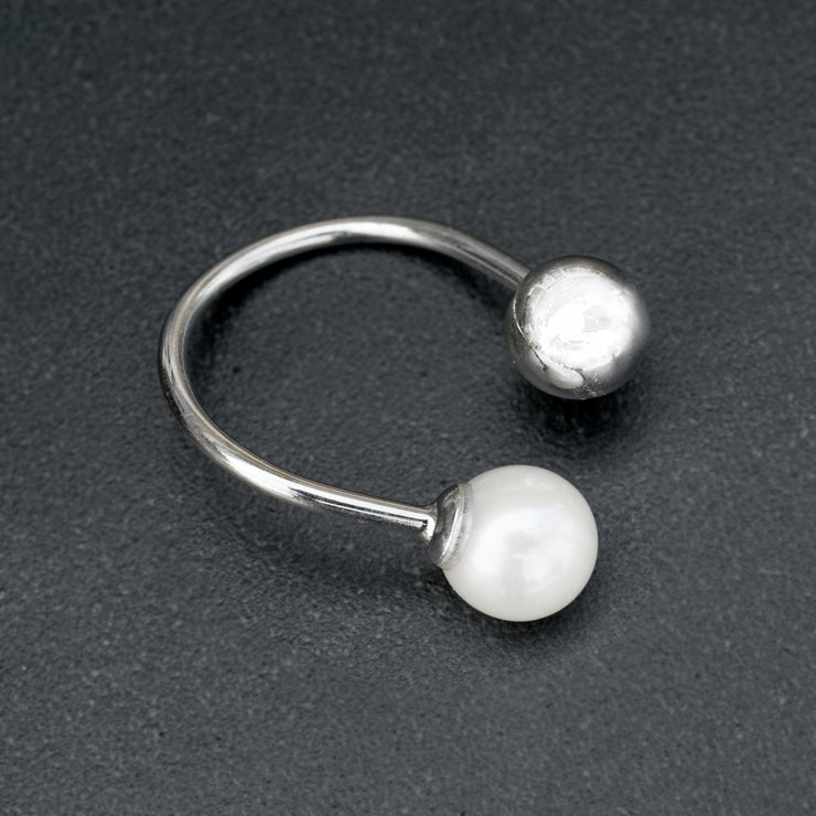 Δαχτυλίδι με λευκό μαργαριτάρι από ασήμι 925 - κοσμήματα emmanuela