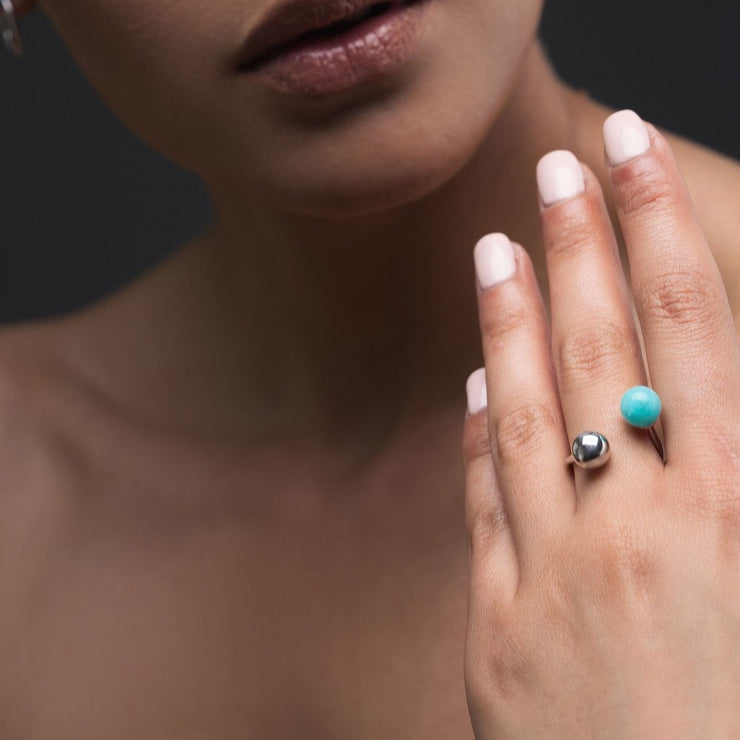 Ασημένιο δαχτυλίδι με τιρκουάζ αμαζονίτη | Emmanuela fashion κοσμήματα