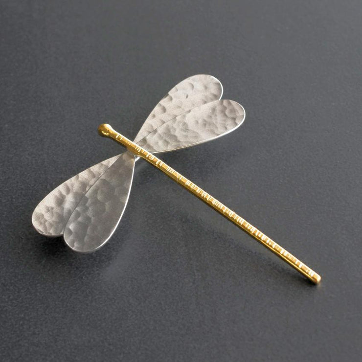 Καρφίτσα "λιβελούλα" δίχρωμη από ασήμι 925 - κοσμήματα emmanuela