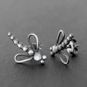 Ασημένια σκουλαρίκια έντομα | Emmanuela μοντέρνα χειροποίητα κοσμήματα