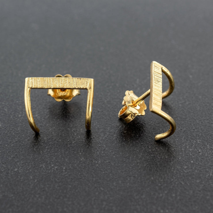 Καρφωτά σκουλαρίκια huggies "παραλληλόγραμμα" από ασήμι 925 - κοσμήματα emmanuela
