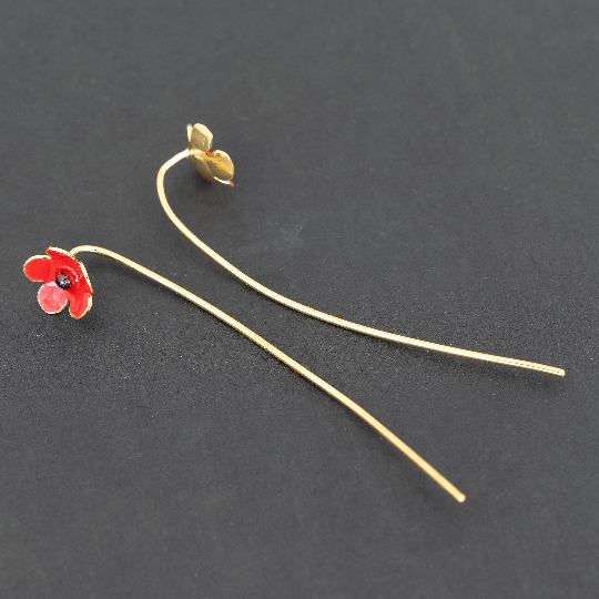 Καρφωτά σκουλαρίκια "λουλούδια με μίσχο" από ασήμι 925 - κοσμήματα emmanuela