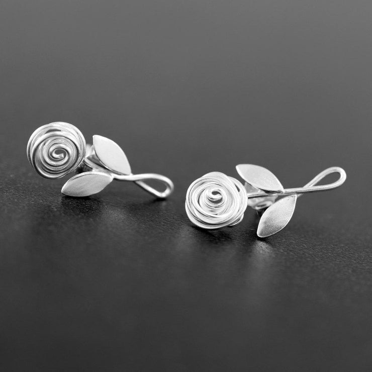 Καρφωτά σκουλαρίκια "τριαντάφυλλα" από ασήμι 925 - κοσμήματα emmanuela