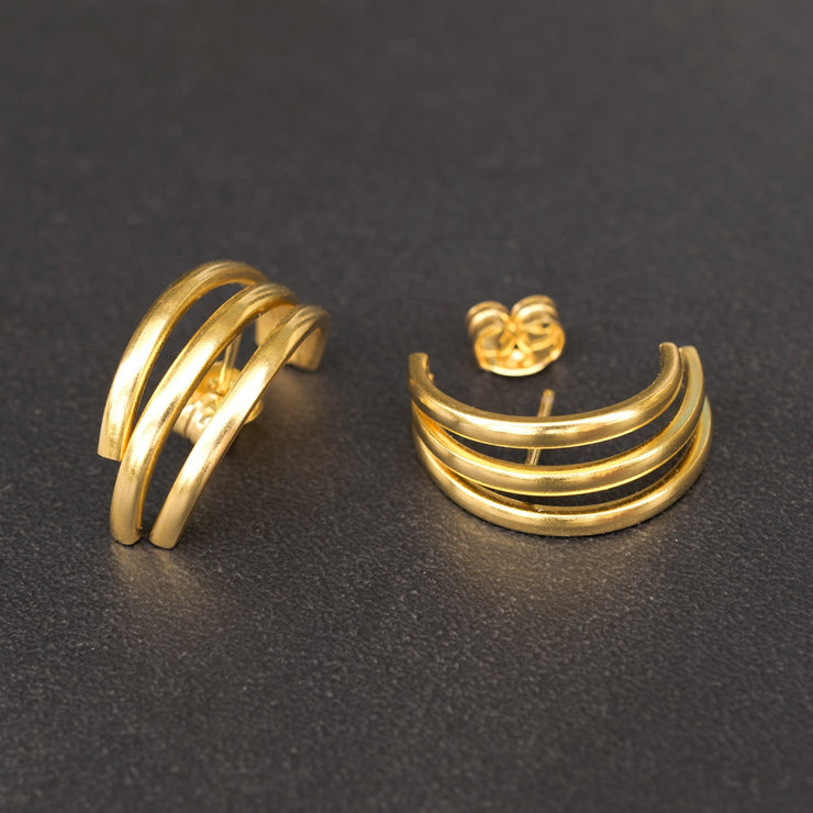 Καρφωτά σκουλαρίκια τριπλοί κρίκοι από ασήμι 925 - κοσμήματα emmanuela