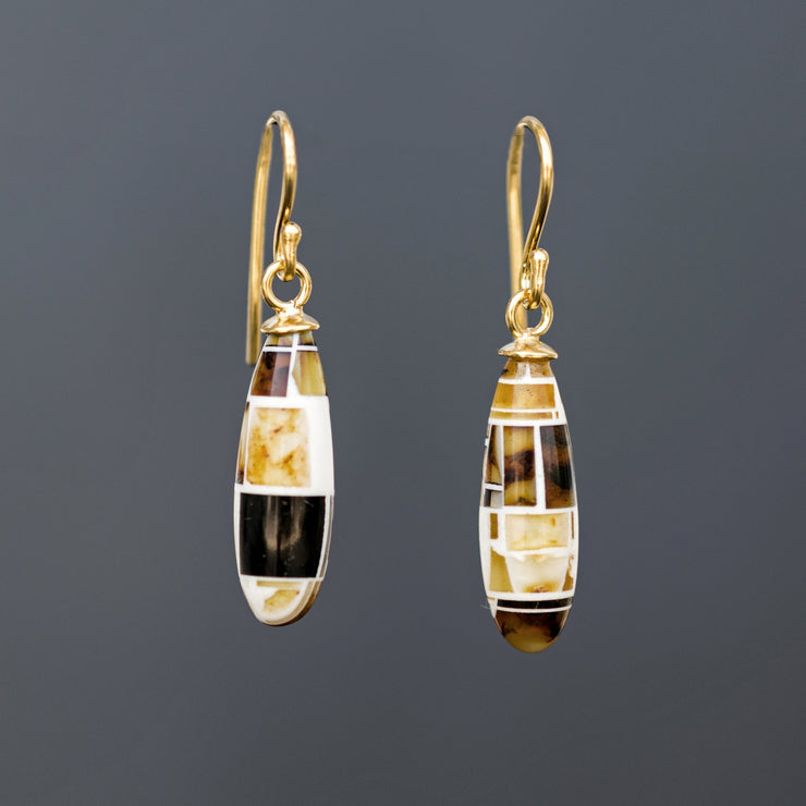 Κρεμαστά σκουλαρίκια από κεχριμπάρι από ασήμι 925 - κοσμήματα emmanuela