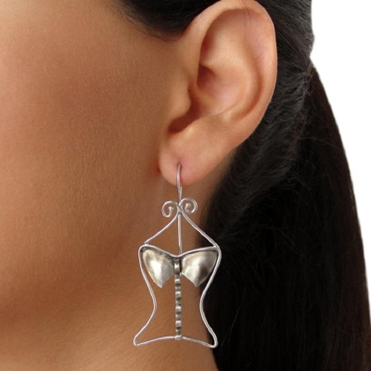 Κρεμαστά σκουλαρίκια "κορσέδες" από ασήμι 925 - κοσμήματα emmanuela
