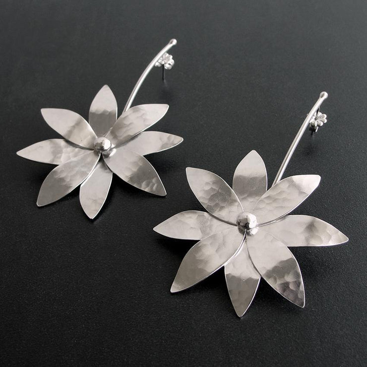 Κρεμαστά σκουλαρίκια "λουλούδια μαργαρίτες" από ασήμι 925 - κοσμήματα emmanuela