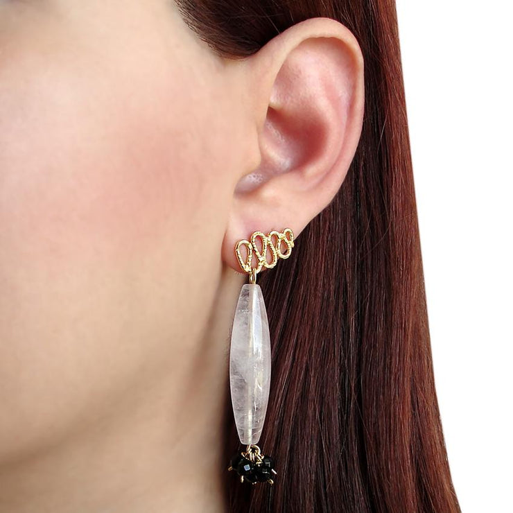 Κρεμαστά σκουλαρίκια με πέτρες κουάρτζ από ασήμι 925 - κοσμήματα emmanuela