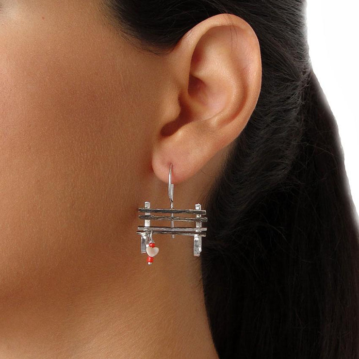 Κρεμαστά σκουλαρίκια "παγκάκια" από ασήμι 925 - κοσμήματα emmanuela