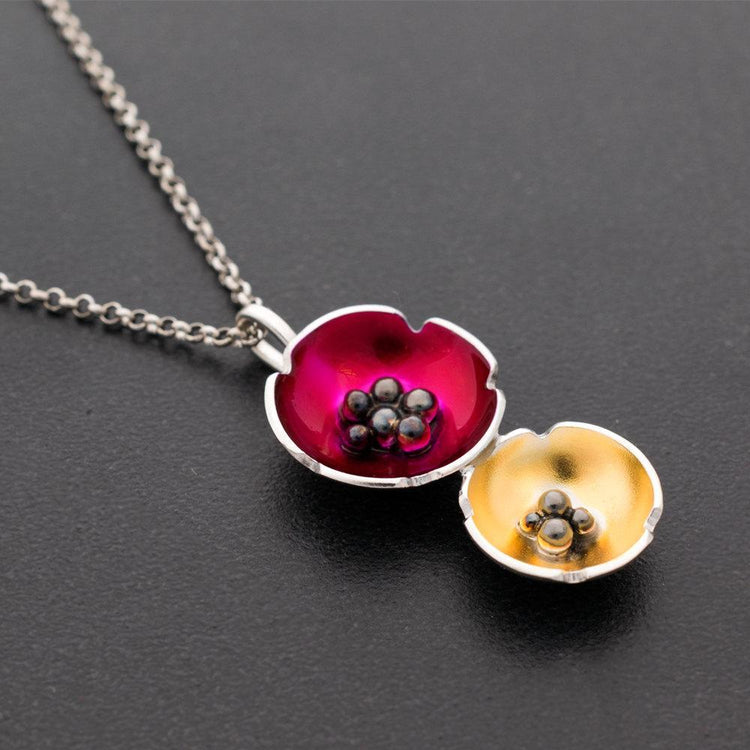 Κρεμαστό μενταγιόν "λουλούδια παπαρούνες" από ασήμι 925 - κοσμήματα emmanuela