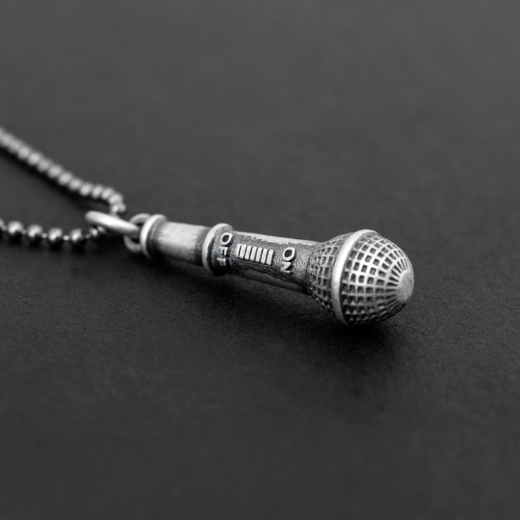 Κρεμαστό μενταγιόν "μικρόφωνο" από ασήμι 925 - κοσμήματα emmanuela