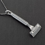 Κρεμαστό μενταγιόν "ρετρό ξυραφάκι" από ασήμι 925 - κοσμήματα emmanuela