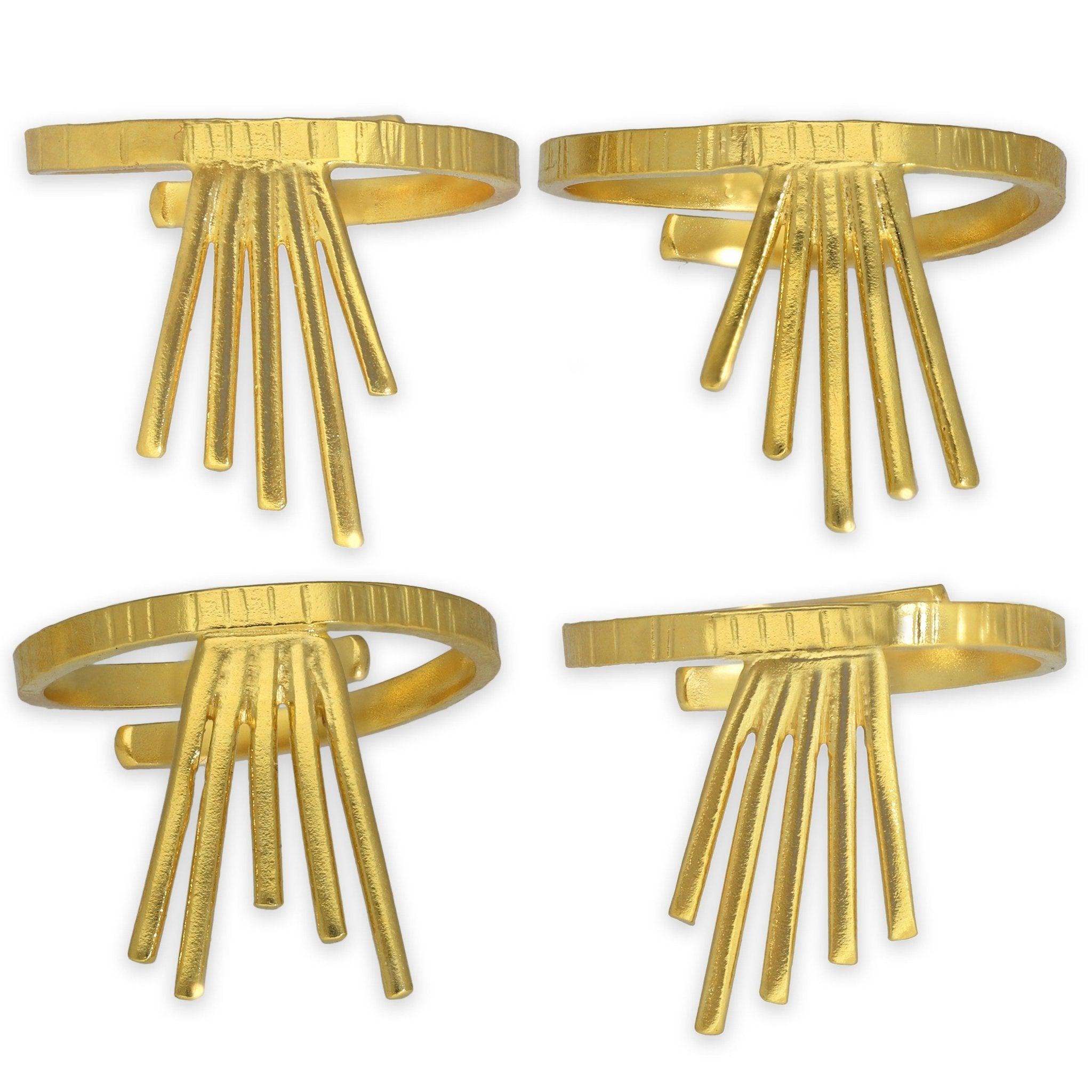 Σετ από 4 midi δαχτυλίδια "ακτίνες" από ασήμι 925 - κοσμήματα emmanuela