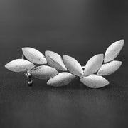 Σκουλαρίκι cuff "φύλλα ελιάς" μεγάλο από ασήμι 925 - κοσμήματα emmanuela