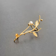 Σκουλαρίκι cuff κλαδί με μαργαριτάρι από ασήμι 925 - κοσμήματα emmanuela