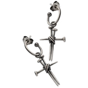Σκουλαρίκι σταυρός από καρφιά από ασήμι 925 - κοσμήματα emmanuela