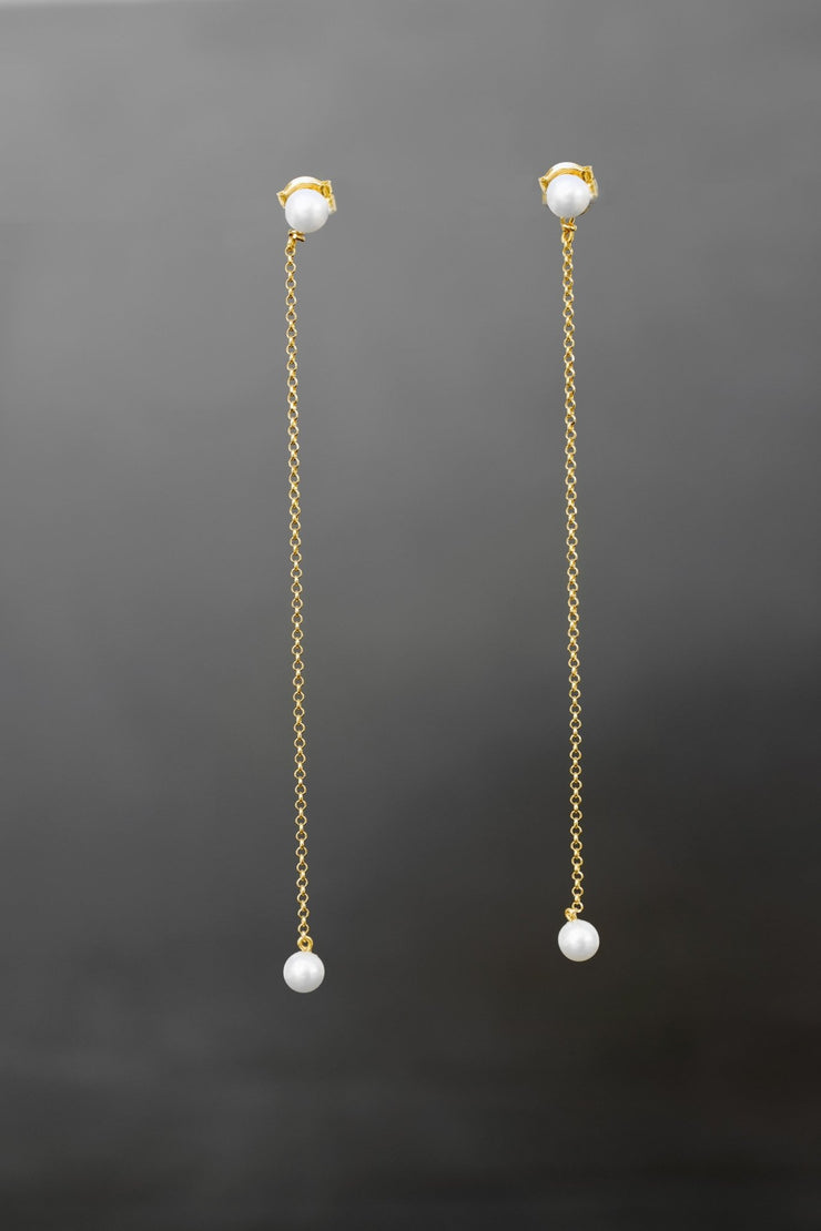 Σκουλαρίκια αλυσίδες με μαργαριτάρια από ασήμι 925 - κοσμήματα emmanuela