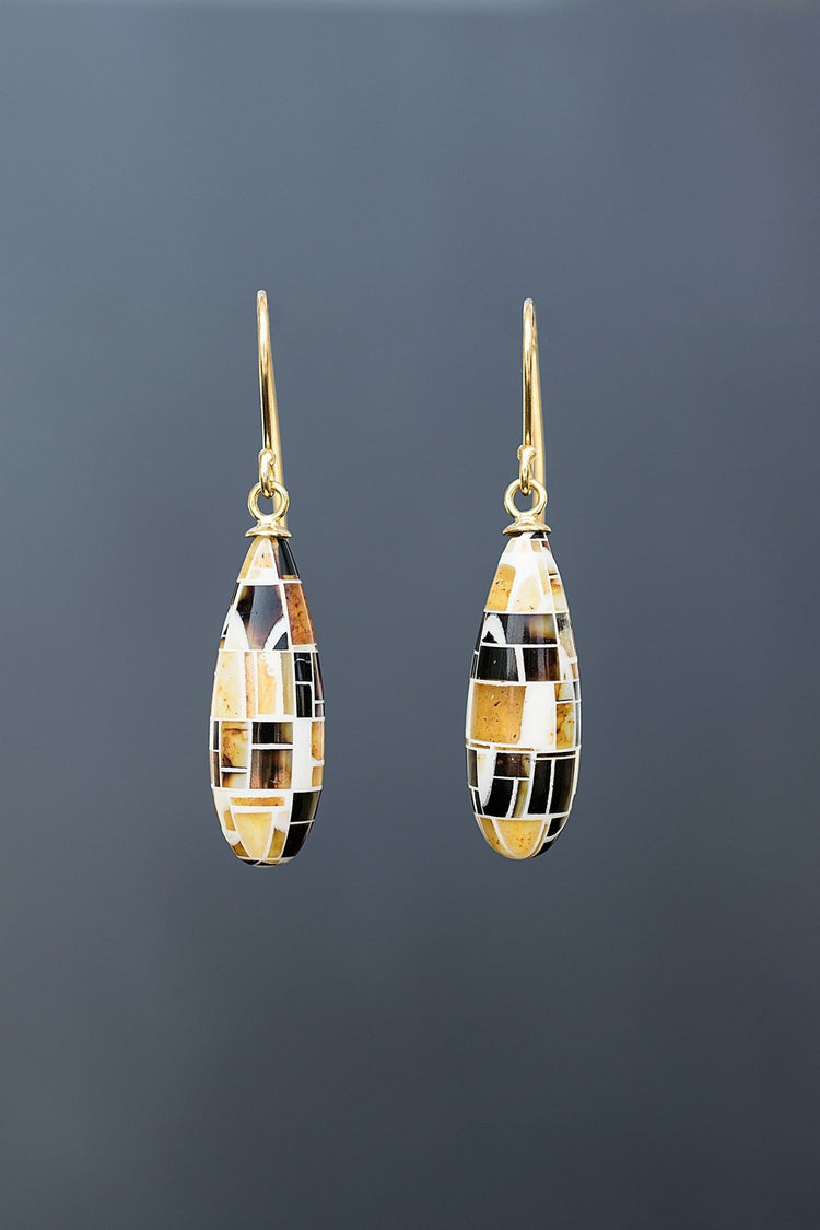 Σκουλαρίκια με ψηφίδες από κεχριμπάρι - Emmanuela - handcrafted for you®