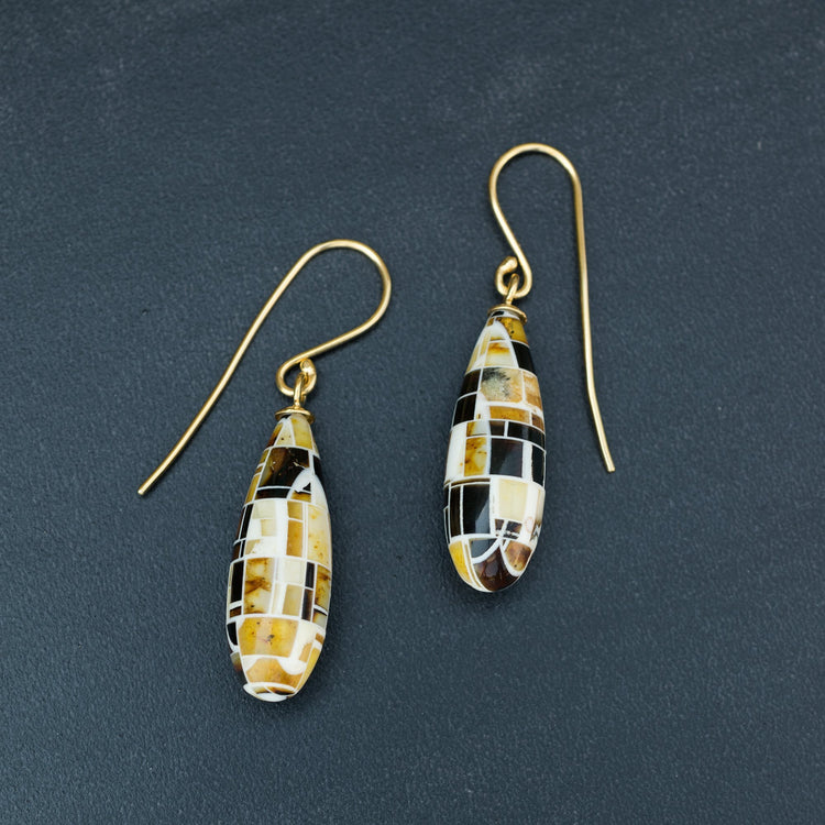 Σκουλαρίκια με ψηφίδες από κεχριμπάρι - Emmanuela - handcrafted for you®