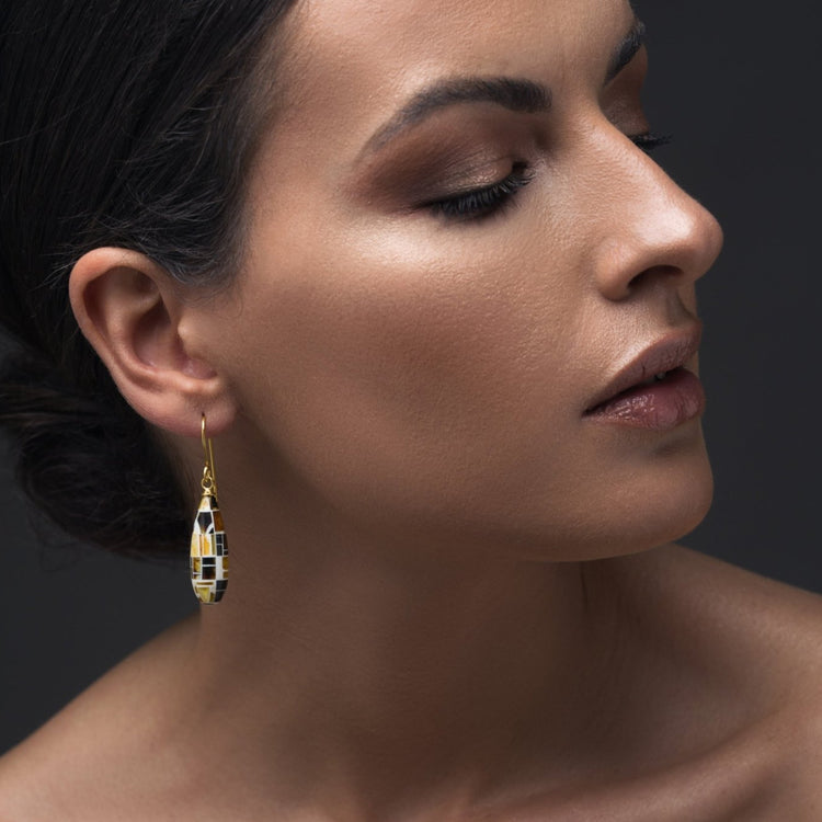 Σκουλαρίκια με ψηφίδες από κεχριμπάρι - Emmanuela - handcrafted for you®