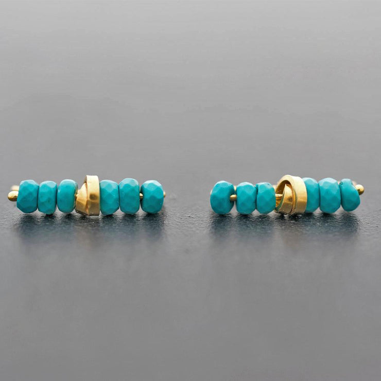 Ασημένια σκουλαρίκια pins από πέτρες τιρκουάζ | Εμμανουέλα κοσμήματα