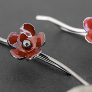 Σκουλαρίκια pins "λουλούδια" με σμάλτο από ασήμι 925 - κοσμήματα emmanuela